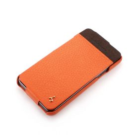 Orange Samsung Galaxy S II - i9100 Hard Shell PDA-Style Down-Fold Leather Case