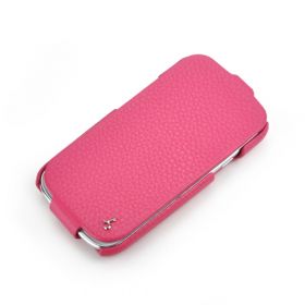 Pink Samsung Galaxy S3 FLIP Down-Fold Premium Leather Case