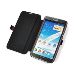 Purple Premium Leather Side-Flip Leather Case for Samsung Galaxy Note 2