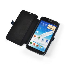 Blue Premium Leather Side-Flip Leather Case for Samsung Galaxy Note 2