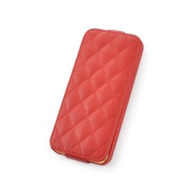 Custom Down Flip Quilted Pattern Leather Case for Apple iPhone 5C
