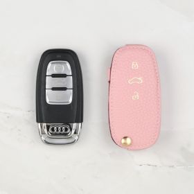 Pink leather key cover for Audi car key