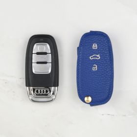 Blue leather key cover for Audi car key
