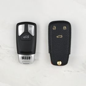 Black leather key cover for Audi car key