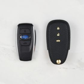 Black leather key cover for Subaru key