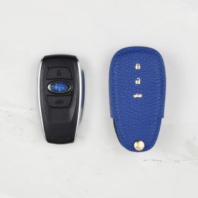 Blue leather key cover for Subaru car key