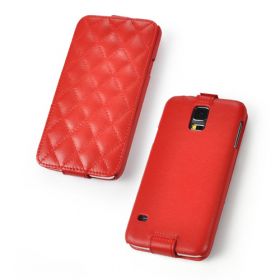 Custom Down Flip Quilted Pattern Leather Case for Samsung Galaxy S5