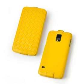 Custom Down Flip Woven Leather Case for Samsung Galaxy S5