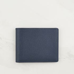 Navy Blue Cross Grain Leather