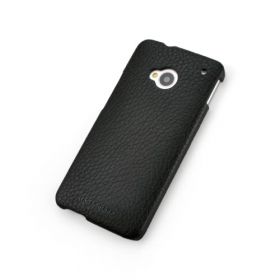 Black Genuine Leather Back Cover for HTC One