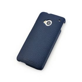 Blue Genuine Leather Back Cover for HTC One