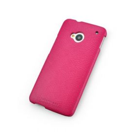 Pink Genuine Leather Back Cover for HTC One