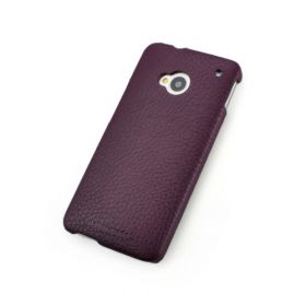 Purple Genuine Leather Back Cover for HTC One