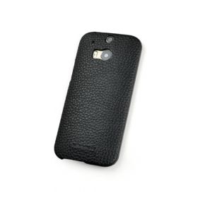 Black HTC One M8 Premium Leather Back Cover