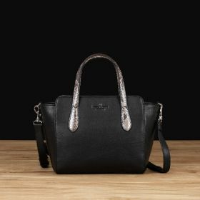 Black Italian Leather w/ Tan Python