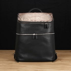 Black Italian Leather w/ Tan Python