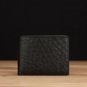 Black Ostrich Embossed Leather