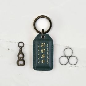 Handcrafted Olive Green Calfskin Keyring - 2024 edition for career success