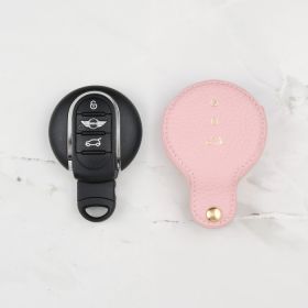 Pink leather key cover for Mini car key