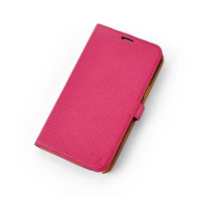 Pink Premium Genuine Leather Side Flip Leather Wallet Case for Samsung Galaxy Note 2