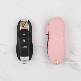 Pink leather key cover for Porsche key