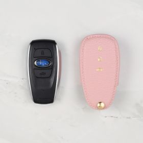 Pink leather key cover for Subaru key