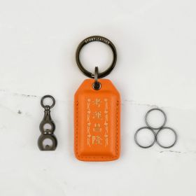 Pumpkin Orange Calfskin Keyring - 2024 edition, a fusion of modern design & traditional Chinese lucky charm for Year of the Golden Dragon.