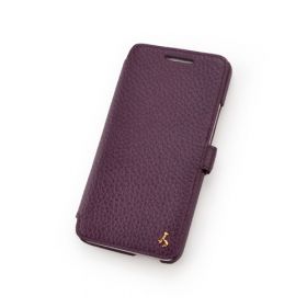 Purple Premium Leather Book Style Leather Case for HTC One