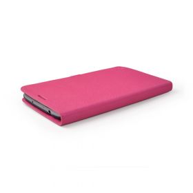 Pink Cross Pattern Premium Genuine Leather Side Flip Leather Wallet Case for Samsung Galaxy Mega 6.3
