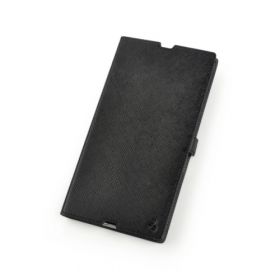 Black Cross Pattern Premium Genuine Leather Side Flip Leather Wallet Case for Sony Xperia Z Ultra