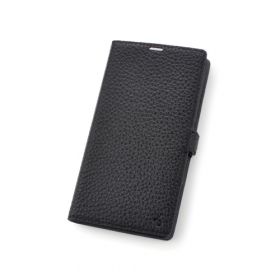 Black Premium Genuine Leather Side Flip Leather Wallet Case for Sony Xperia Z1