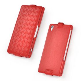 Custom Down Flip Woven Leather Case for Sony Xperia Z2
