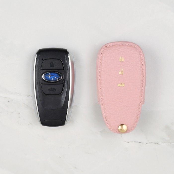  Ready to Ship Coaster Genuine Leather Key Cover in Pink  Pebble Grain for Subaru Car Key Fob