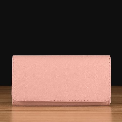 Authentic Salvatore Ferragamo Pink Leather Long Wallet