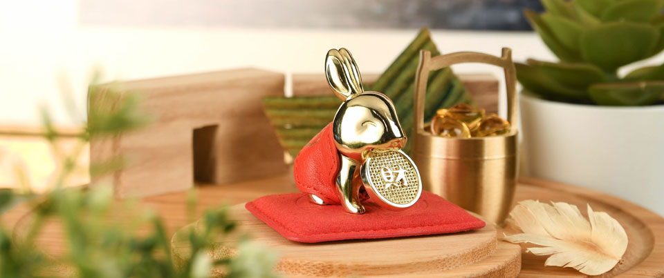 Golden Rabbit Lucky Charm Figurine