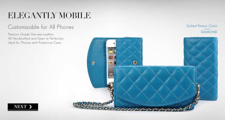 Diamond Leather Phone Purse & Pouch. Customizable for All Smart Phones