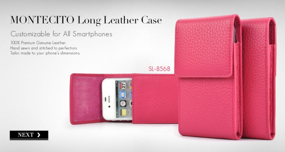 Montecito Long Leather Holster Case. Customizable for All Smart Phone Devices.
