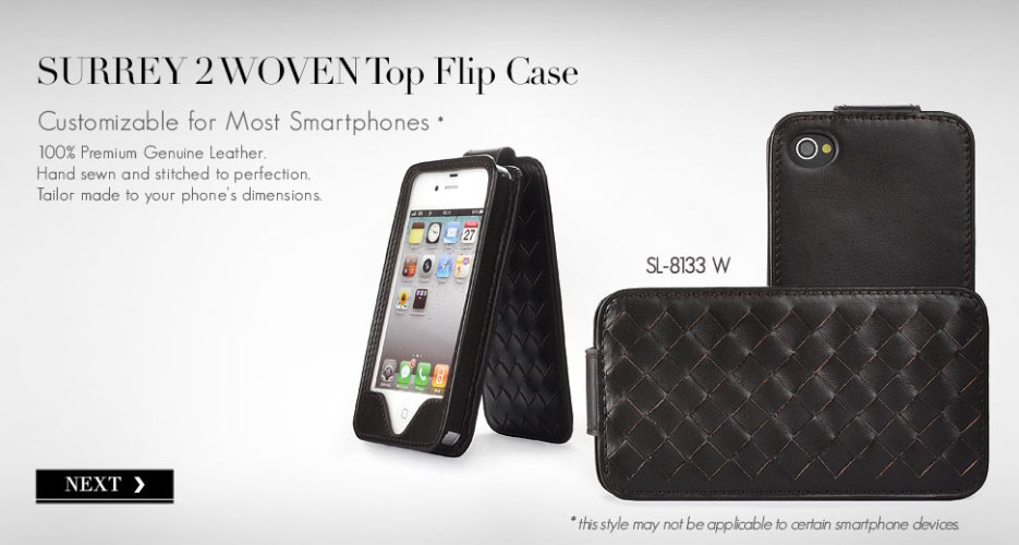 Surrey 2 Upward Flip Leather Case with Woven Pattern. Customizable for Most Popular Smart Phones
